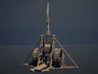 Medieval Siege Weapon - Long Trebuchet Low-poly 3D model