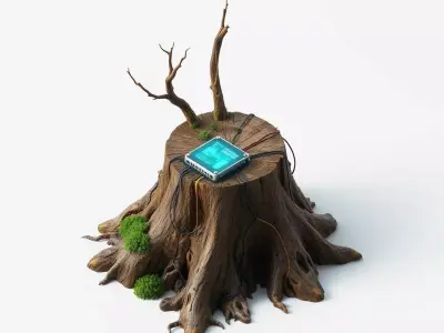 Cyberpunk Tree Stump Device Low-poly 3D model