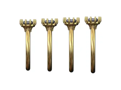 Crown setting 6mm diamond ring US sizes 6to9  3D print model