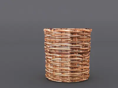 Coiled baskets Rattan  Low-poly 3D model