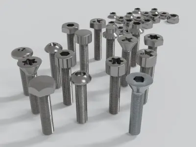 Bolt and nuts  3d model 3D model