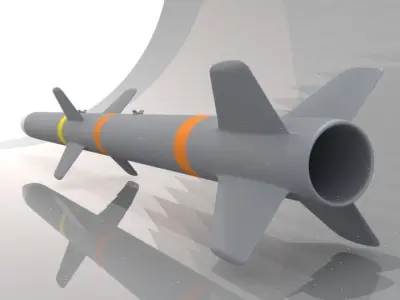 AIM 120C AMRAAM AIR TO AIR MISSILE  - HIGH POLY Low-poly 3D model