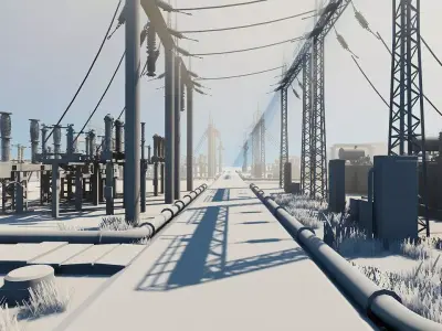 Electric Substation Low-poly 3D model