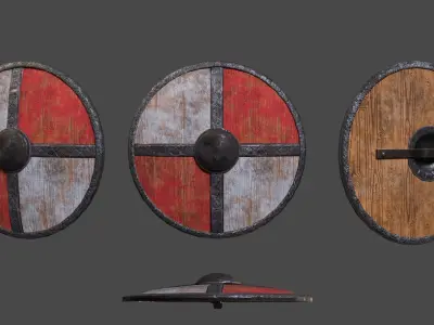 Viking shield Low-poly 3D model - Game Ready Low-poly 3D model