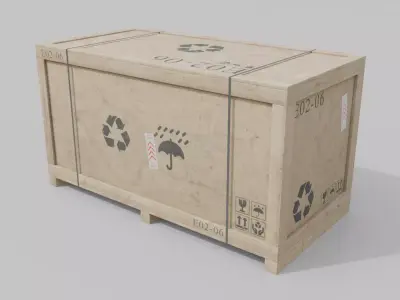 Long Horizontal Wooden Crate - Customizable Shipping Box Low-poly 3D model