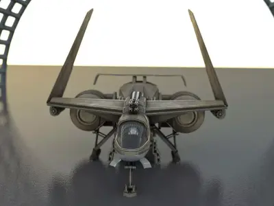 Futuristic Combat Jet Rigged Free low-poly 3D model