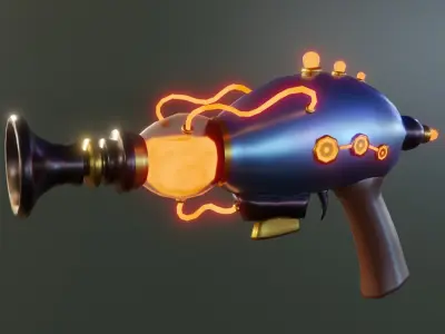 Sci-Fi Gun Low-poly 3D model 5