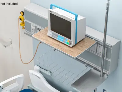 Hospital Bed Headwall System with Monitor and Suction Unit 3D model
