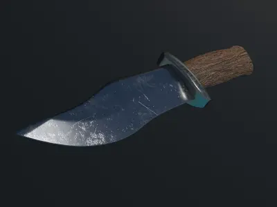 Hunting Knife Low-poly 3D model 2