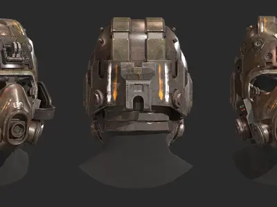 PBR Game Ready Post-Apocalyptic Helmet 3D Model Low-poly 3D model