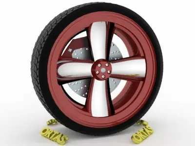 ORTAS CAR WHEEL RIM 100 GAME READY WHEEL RIM TIRE 3D model