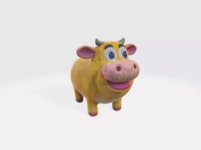 A yellow cartoon cow 3D model