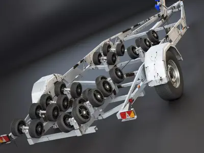 Used Aged Boat Trailer 3D model