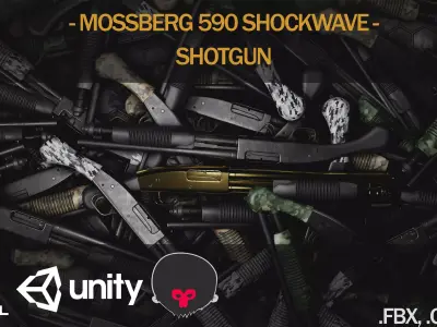 Mossberg 590 Shockwave Shotgun Pack Low-poly 3D model
