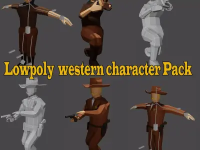 Low poly western character Pack Low-poly 3D model