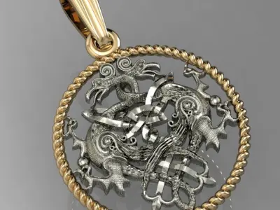  beautyful  pendant with griffin  3D print model