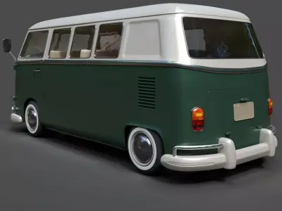 Vintage VW Bus - Hyper-Detailed Retro 3D Model 3D model