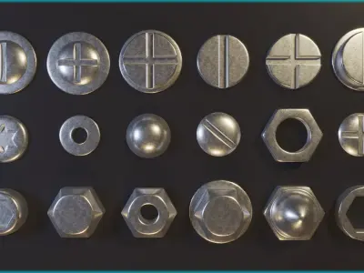 Bolt and Nuts IMM Brush - 3d model - textures 3D model