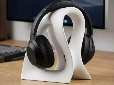 Abstract Looped Headphone Stand 3D print model