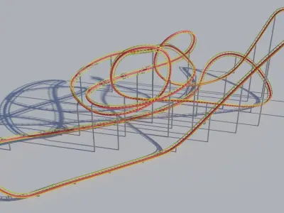 Rollercoaster train track in shape of cowboy hat Low-poly 3D model