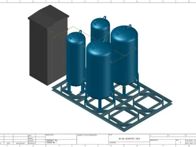HYDRO FUELL CELL SYSTEM with 4 Tanks Low-poly 3D model