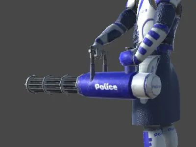 Futuristic Police Minigunner - Unity Game Ready Asset Low-poly 3D model