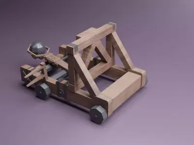 Catapult wooden Low-poly 3D model