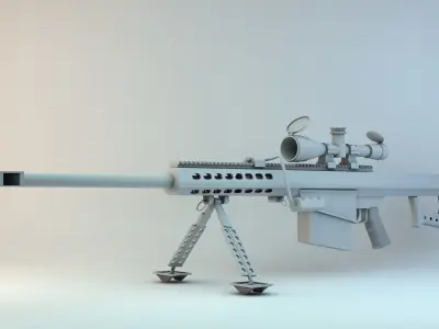 Barrett 3D Model sniper rifle Low-poly 3D model