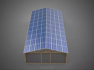 PHOTOVOLTAIC SOLAR PANEL TOP ROOF GREENHOUSE HOTHOUSE GLASSHOUSE 3D model