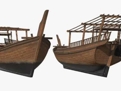 Traditional Arabic Wooden Boat 3D model