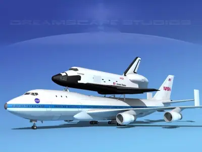 Space Shuttle Challenger Transport MP 2-2 747  3D model