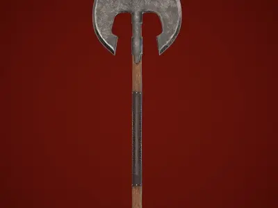 Two-handed axe Low-poly 3D model