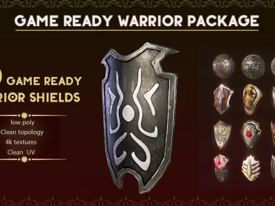 Warrior Shield Low poly 3d model Free low-poly 3D model