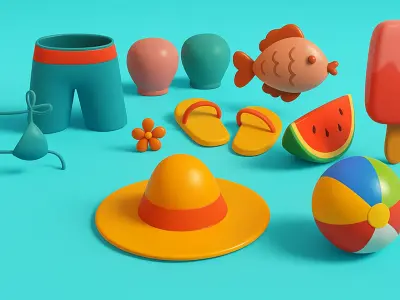 Summer Collection v001  Low-poly 3D model
