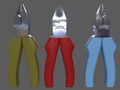 pliers three different colored Low-poly 3D model