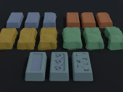 Cartoon fantasy ingots Polygonal Style Low-poly 3D model