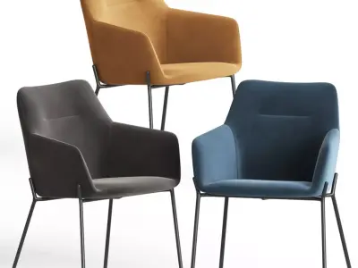 Quinn Dining Chairs With Black Legs 3D model