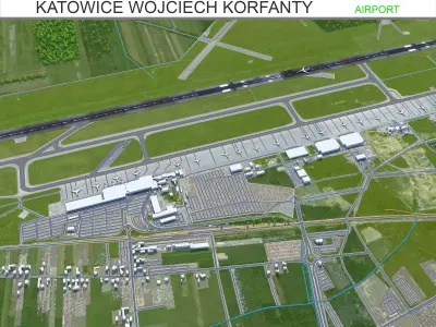 Katowice Wojciech Korfanty Airport 10km Low-poly 3D model
