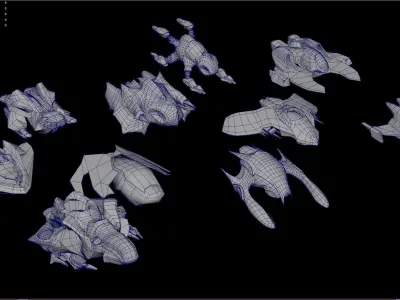 Space fighter collection - PBR  - VR Low-poly 3D model