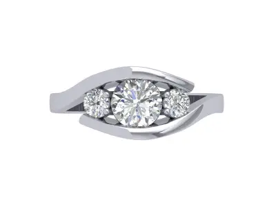  3 Stone Art Deco Ring 3D print model