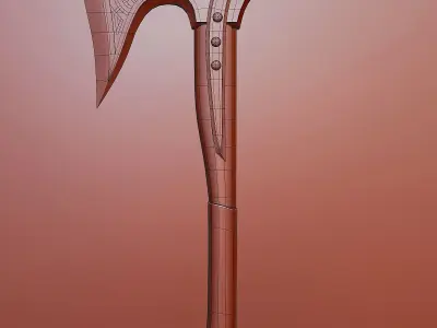Viking battle axe in fantasy styles Low-poly 3D model