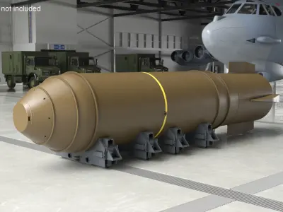 MK-17 Thermonuclear Bomb in Shipping Trolley 3D model