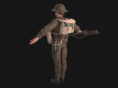 WW2  Soldier  Rigged Low-poly 3D model