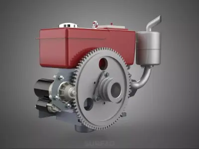 CHINESE SINGLE CYLINDER DIESEL ENGINE MACHINE ELECTRIC STARTER 4 3D model