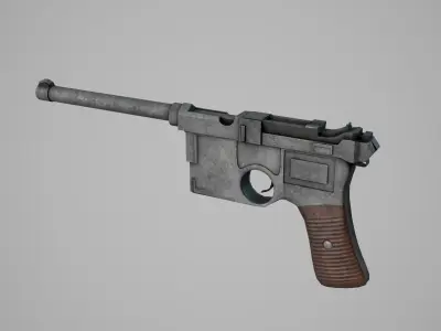German Military Pistol WW Game-Ready  Free low-poly 3D model