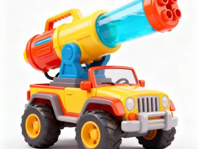 Stylized Water Cannon Battle Jeep 3D Model Low-poly 3D model