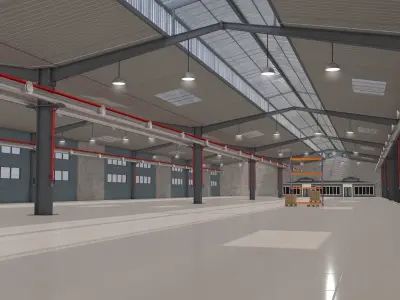 Warehouse with Office and Rack 3D model