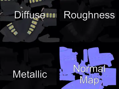 Black Submarine model pack Low-poly 3D model