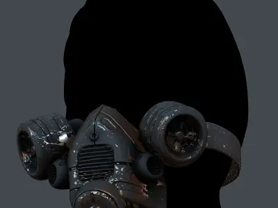 Gas mask helmet 3d model scifi Low-poly Low-poly 3D model Low-poly 3D model 30