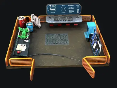 Scifi Scene Modular Gameready Lowpoly Low-poly 3D model